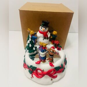 Avon Vintage Christmas Musical Twirling Skaters Snowman Bunny Bears Mice